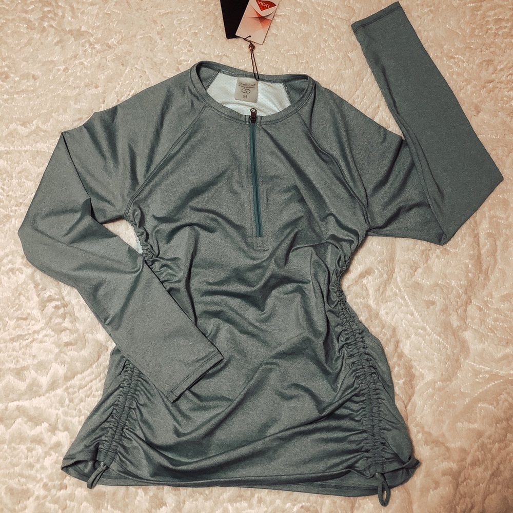 CALIA WOMENS NILE BLUE QUARTER ZIP RASHGUARD
